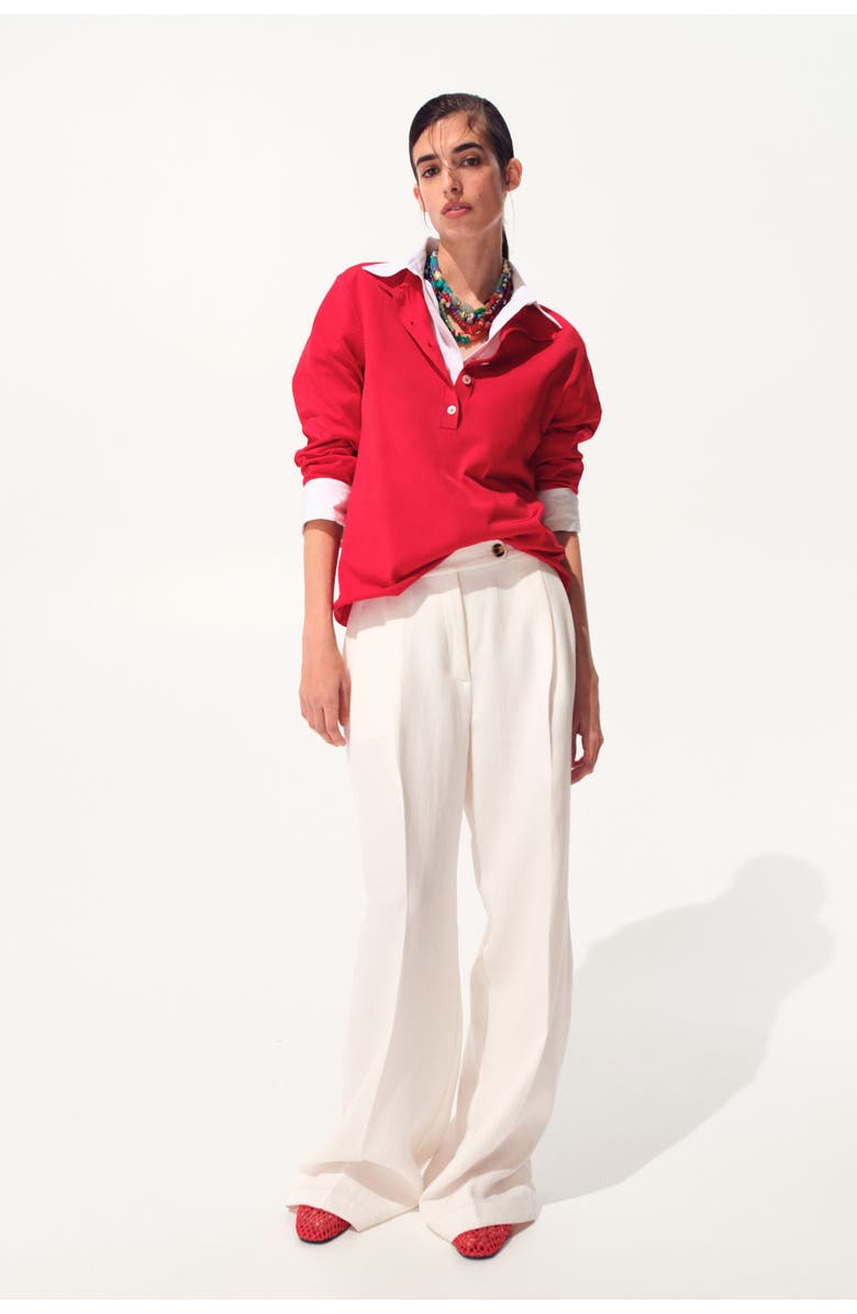 H&M Wide Tailored Trousers, Alternate, color, Ivory