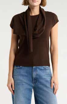 Magaschoni Cashmere Scarf Short Sleeve Sweater
