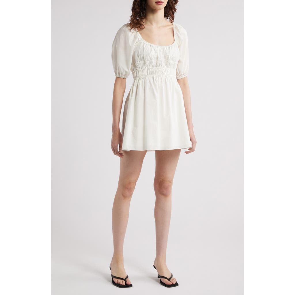 Faithfull The Brand Sophia Shirred Cotton Minidress In White
