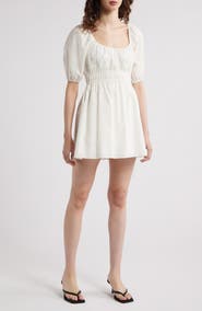 Faithfull the Brand Sophia Shirred Cotton Minidress
