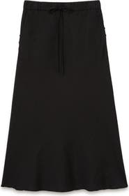 Reiss Roxi Drawstring Waist Linen Midi Skirt