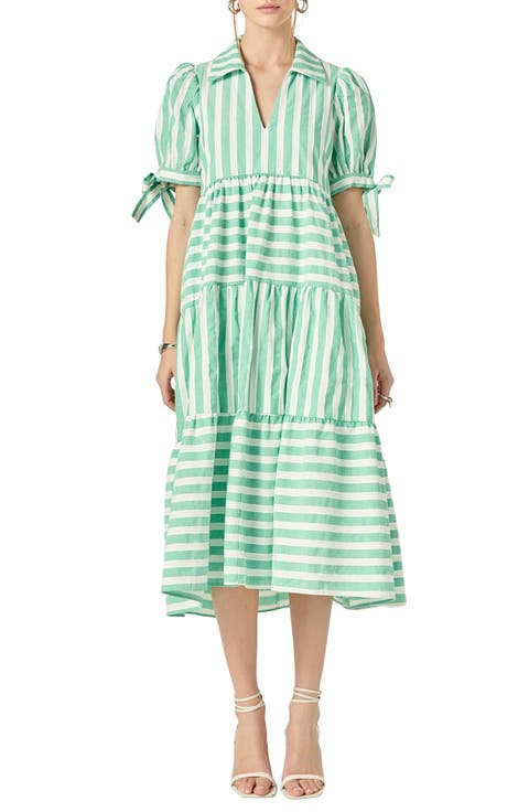 Stripe Cotton Midi Dress