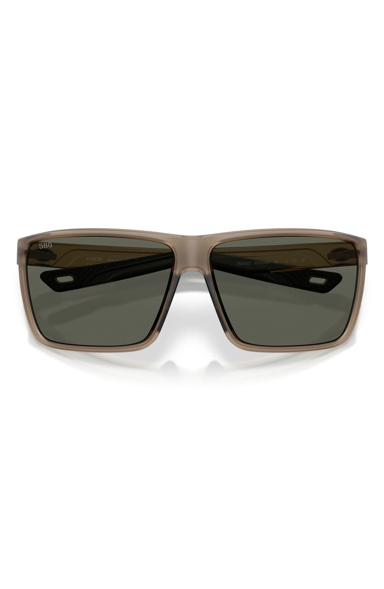 Costa Del Mar Rincon II 64mm Polarized Oversize Rectangular Sunglasses, Alternate, color, Matte Brown Smoke / Gray 580G