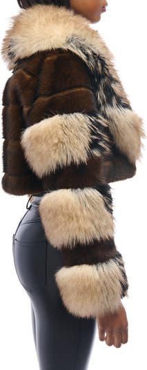 AZALEA WANG Portia Crop Faux Fur Jacket | Nordstrom