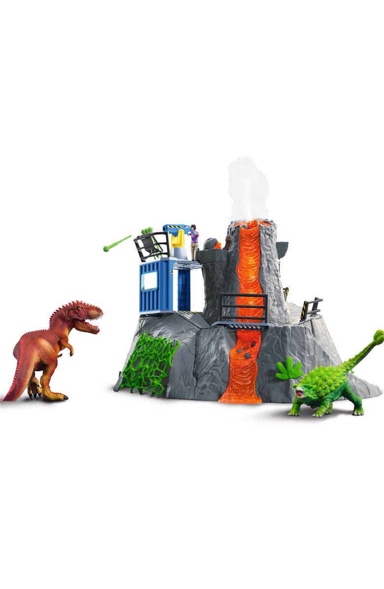 Schleich Volcano Expedition Base Camp  60 Piece Dinosaur Playset, Alternate, color, Multicolored