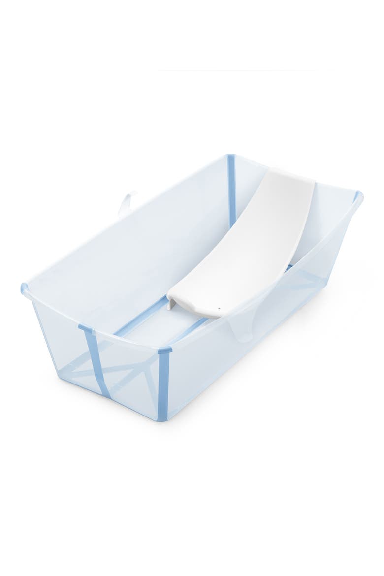 Flexi Bath® Extra Large Foldable Baby Bath Tub with Temperature Plug & Infant Insert, Main, color, OCEAN BLUE