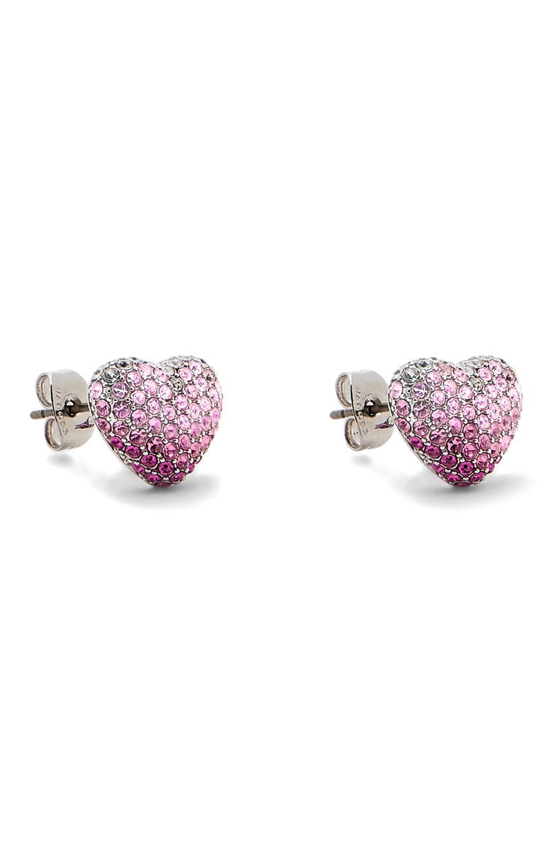Marc Jacobs Balloon Pavé Heart Stud Earrings, Alternate, color, Silver/Rose
