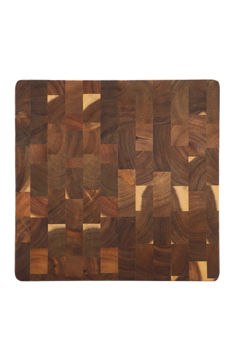 13.75 Inch Square Thick Acacia Wood Serving and Cutting Butcher Board, Alternate, color, Acacia