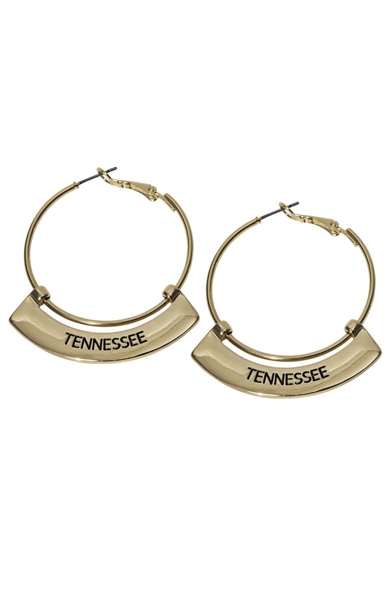 Shelby & Grace Tennessee Volunteers Weller Gold Hoop Earrings, Main, color, Gold