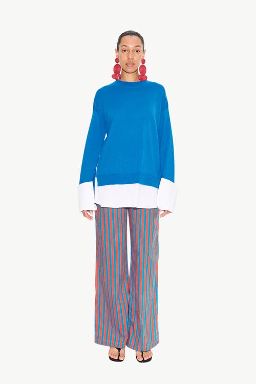 Simonmiller Pip Poplin Combo Sweater In Vivid Sky/macadamia