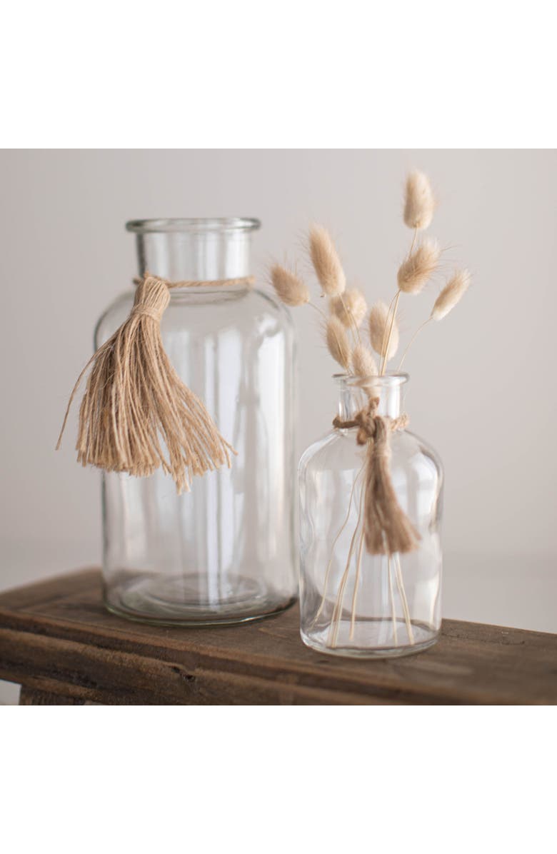 Foreside Home and Garden Natural Glass & Jute Bud Vase, Alternate, color, Clear