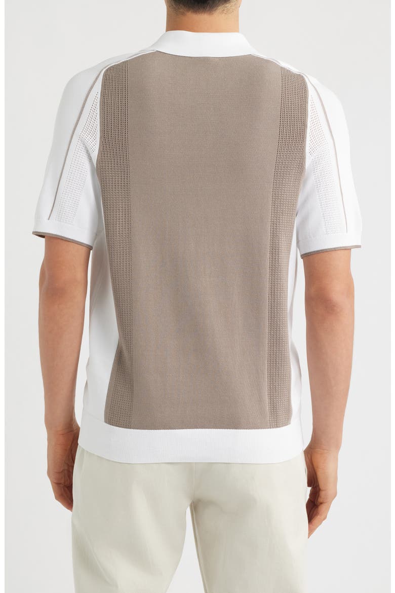 Claremont Colorblock Pointelle Trim Polo, Alternate, color, CAMEL/WHITE