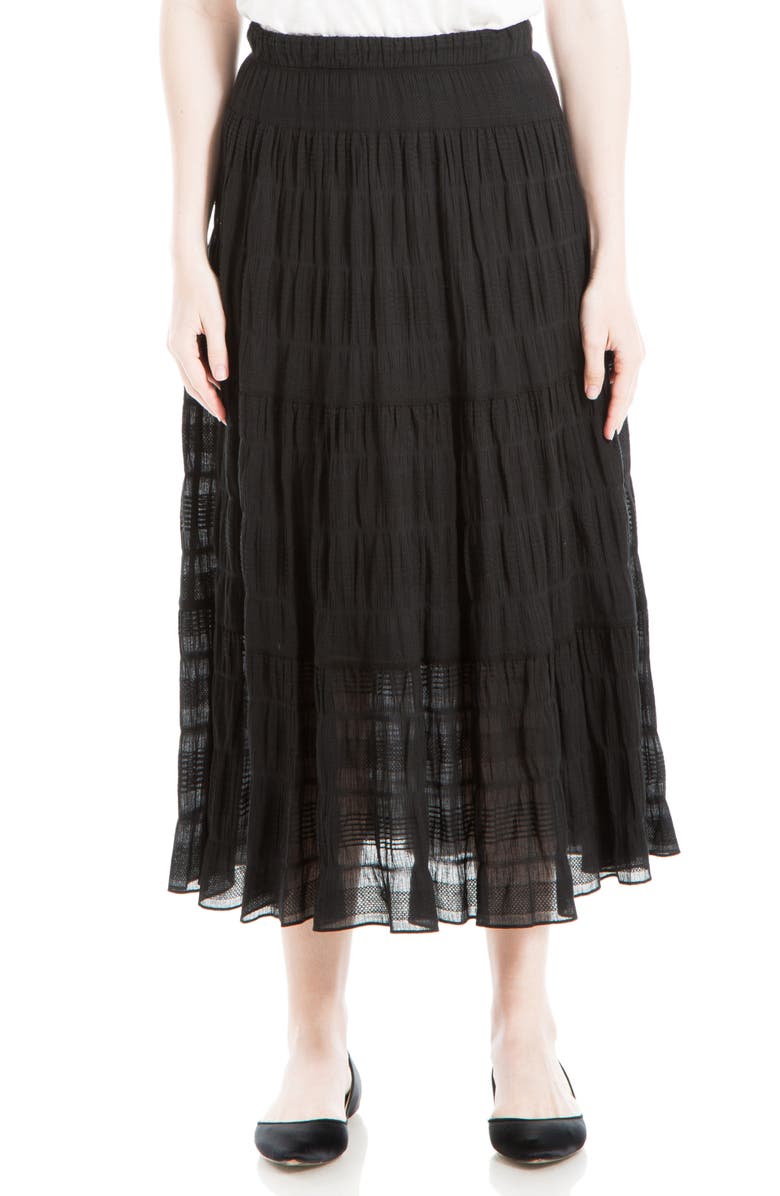 MAX STUDIO Textured Midi Skirt, Main, color, Black-Black