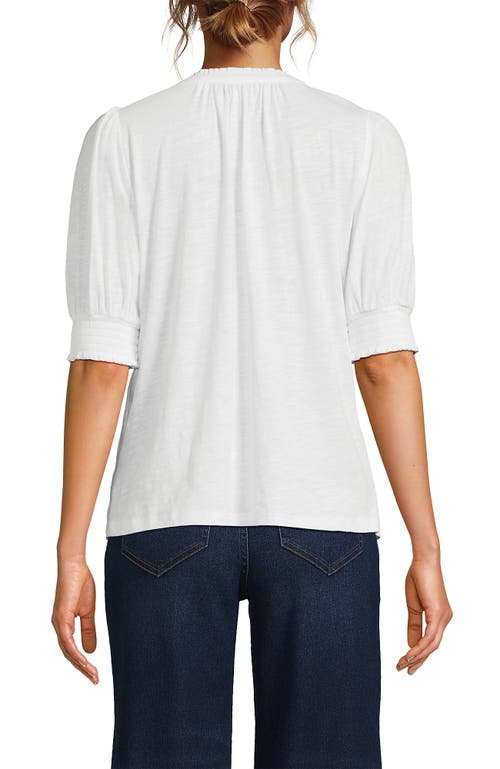 LANDS' END LANDS' END BUTTON PINTUCK PUFF SLEEVE TOP