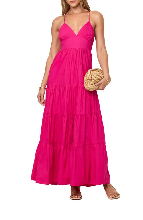 L*space Lspace Laina Tiered Cotton Poplin Cover-up Maxi Dress In Pink