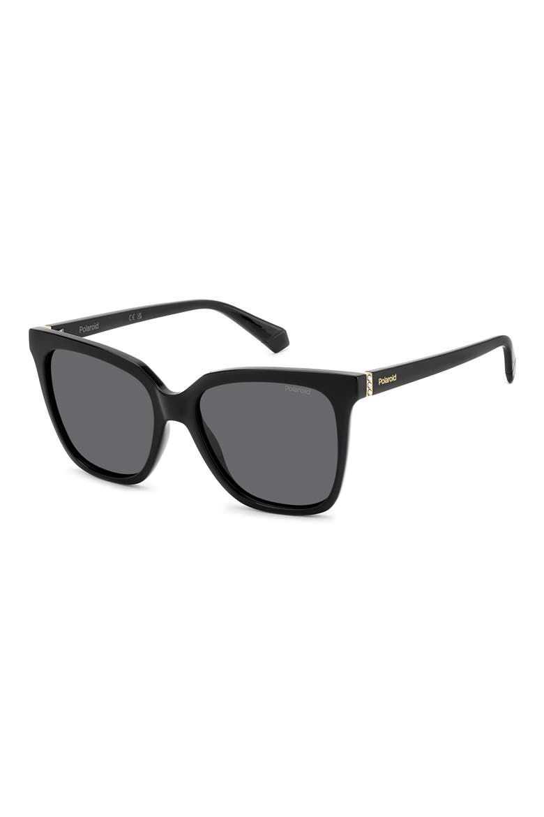 55mm Polarized Square Sunglasses, Alternate, color, BLACK/ GRAY POLARIZED