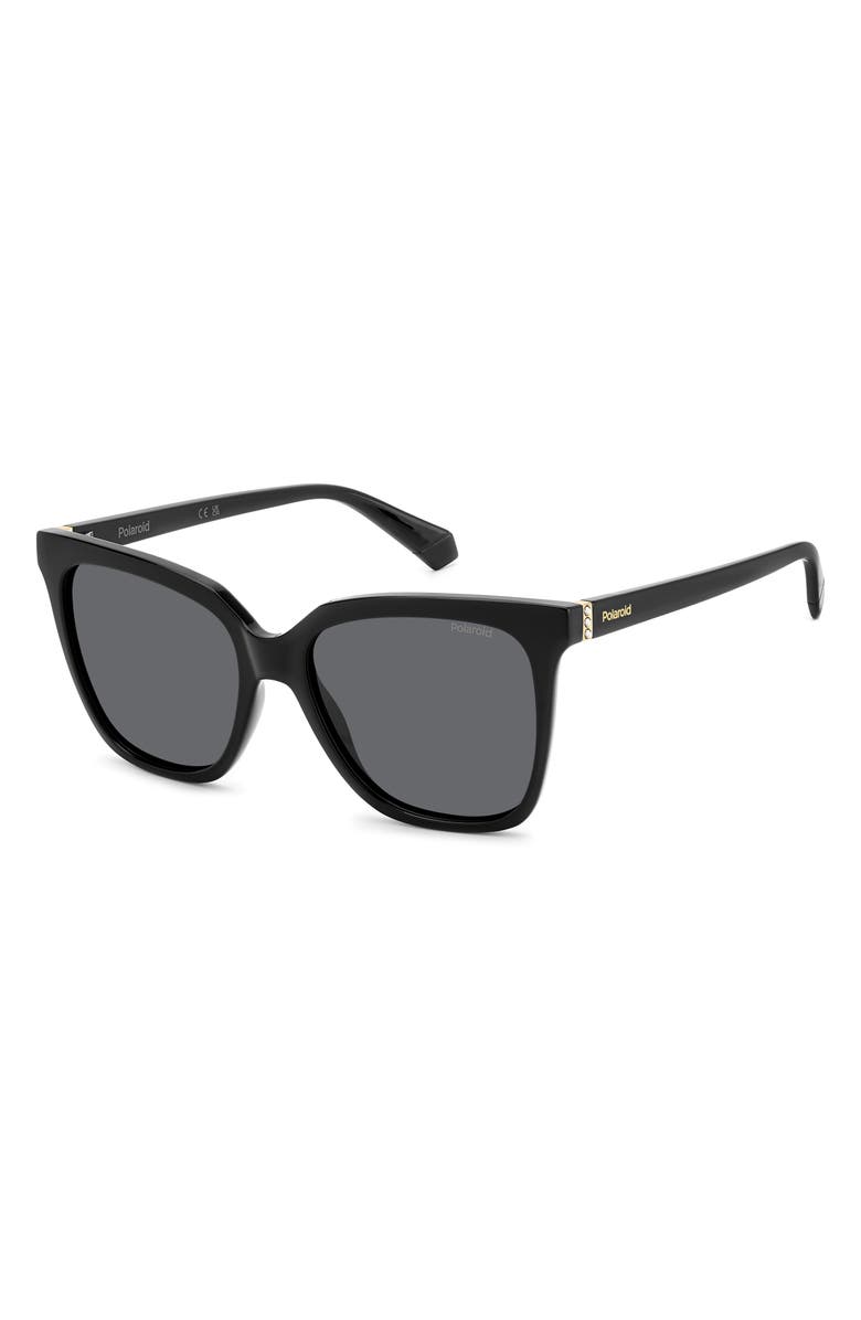 Polaroid 55mm Polarized Square Sunglasses, Alternate, color, Black/ Gray Polarized