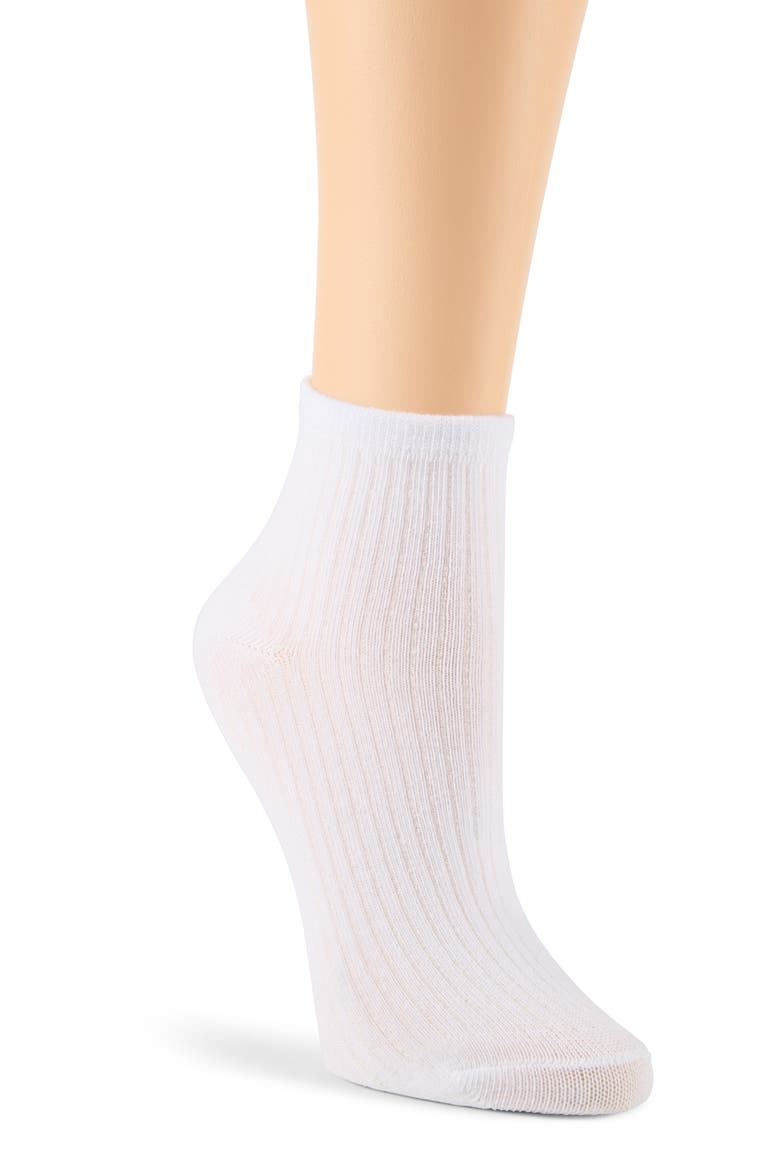 6-Pack Embroidered Rib Anklet Socks, Alternate, color, WHITE MULTI