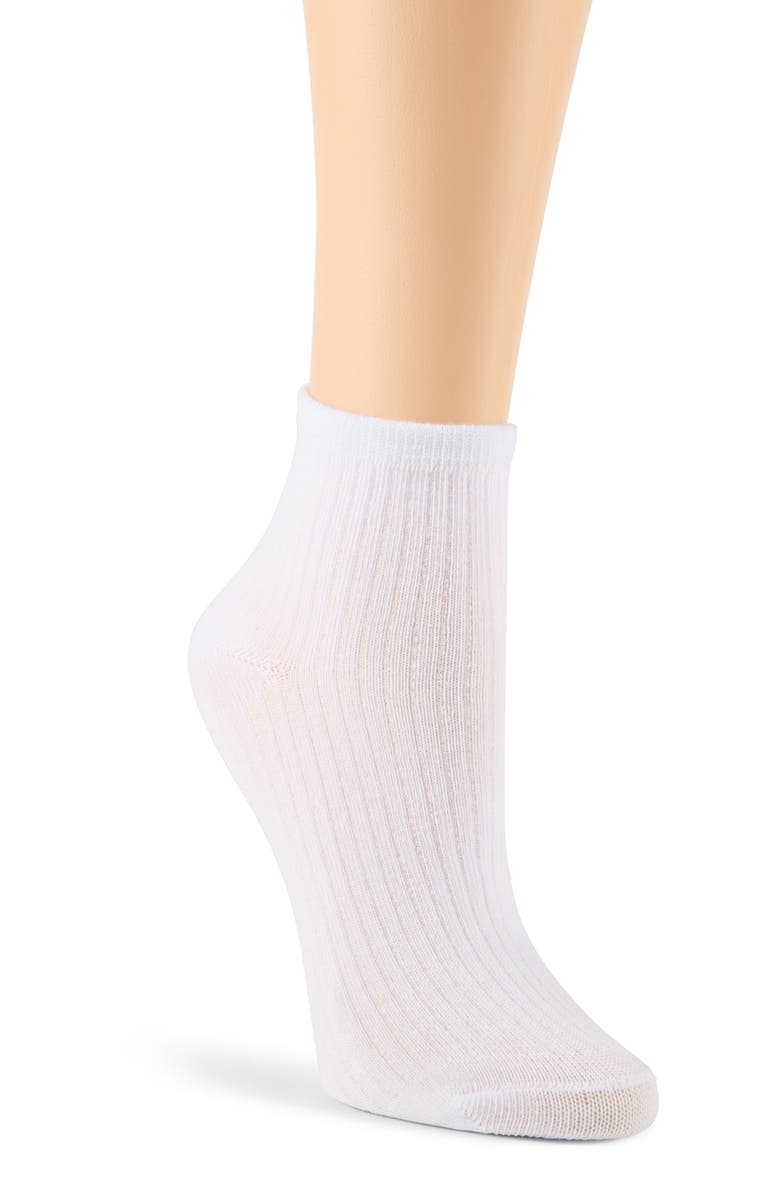 Laundry by Shelli Segal 6-Pack Embroidered Rib Anklet Socks, Alternate, color, White Multi