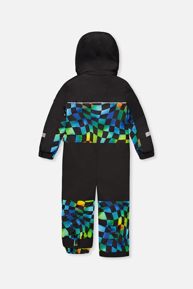 Play Checkered Detachable Hood Fleece Neckwarmer One Piece Snowsuit, Alternate, color, Blue Checkered Print