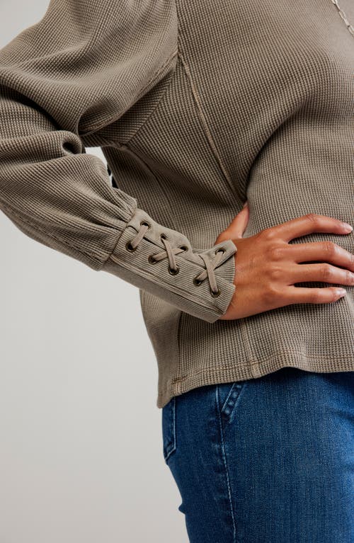 Free People Lapis Lace-up Cuff Cotton Thermal Top In Multi