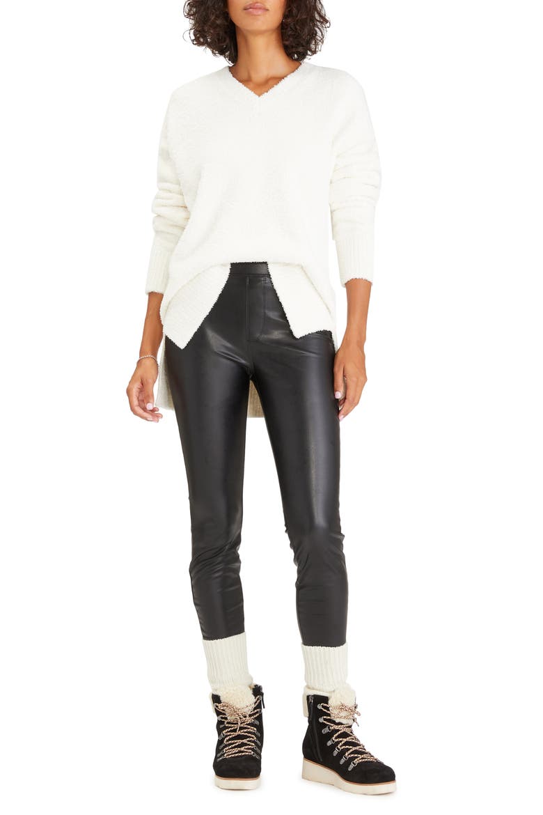 V-Neck Teddy Sweater, Alternate, color, MILK