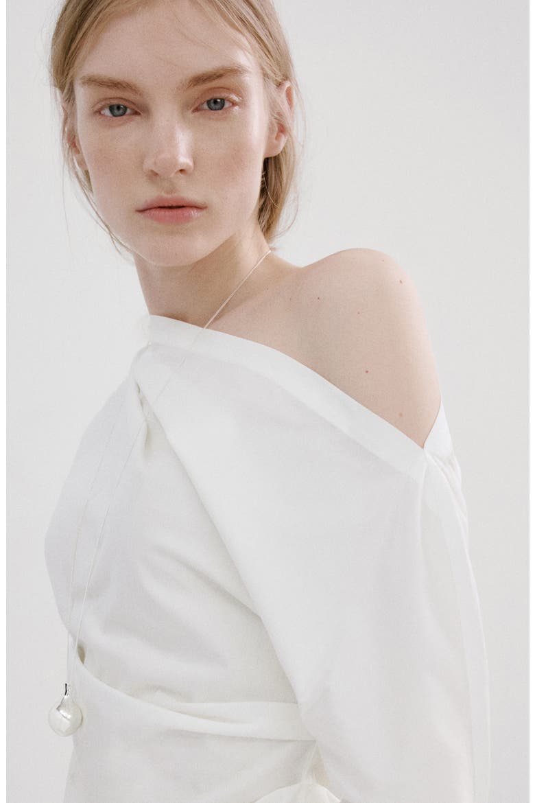 Asymmetric Long Sleeve Woven Shirt, Alternate, color, OFF WHITE