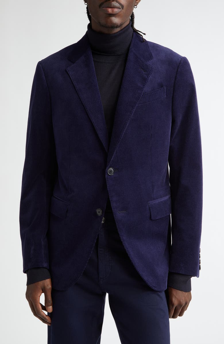 ZEGNA Cashco Stretch Cotton & Cashmere Corduroy Blazer, Main, color, Navy