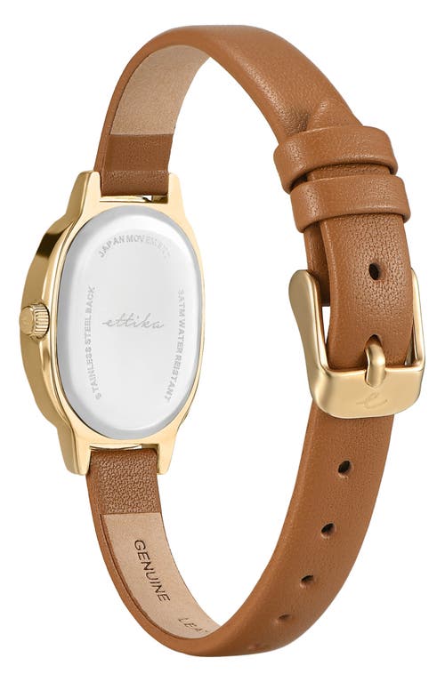 Ettika Mother-of-pearl Oval Leather Strap Watch In Brown