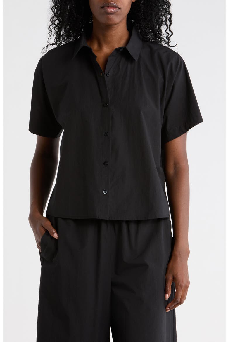 Classic Collared Organic Cotton Shirt, Main, color, BLACK