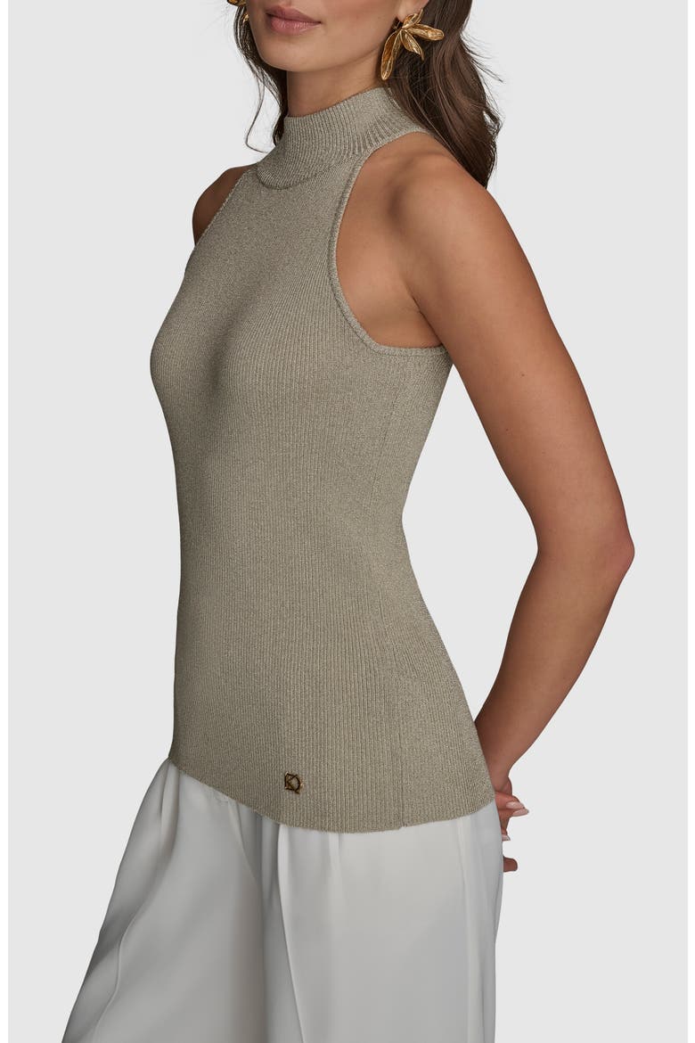 Sleeveless Mock Neck Sweater, Alternate, color, GOLD METALLIC