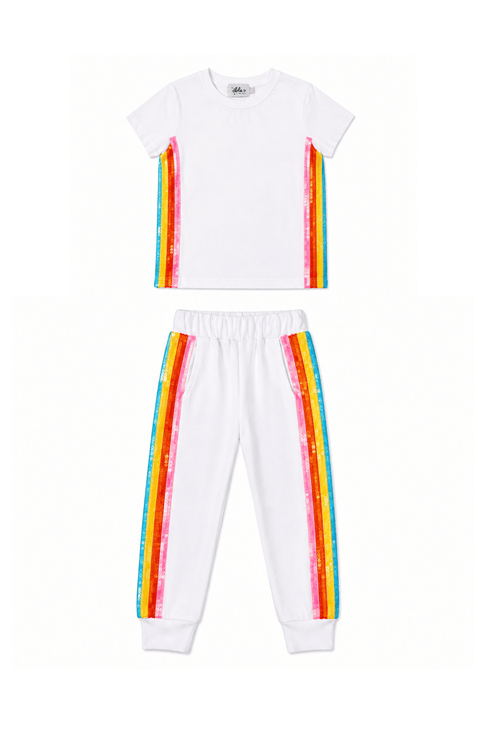 Rainbow Sequin Jogger Set