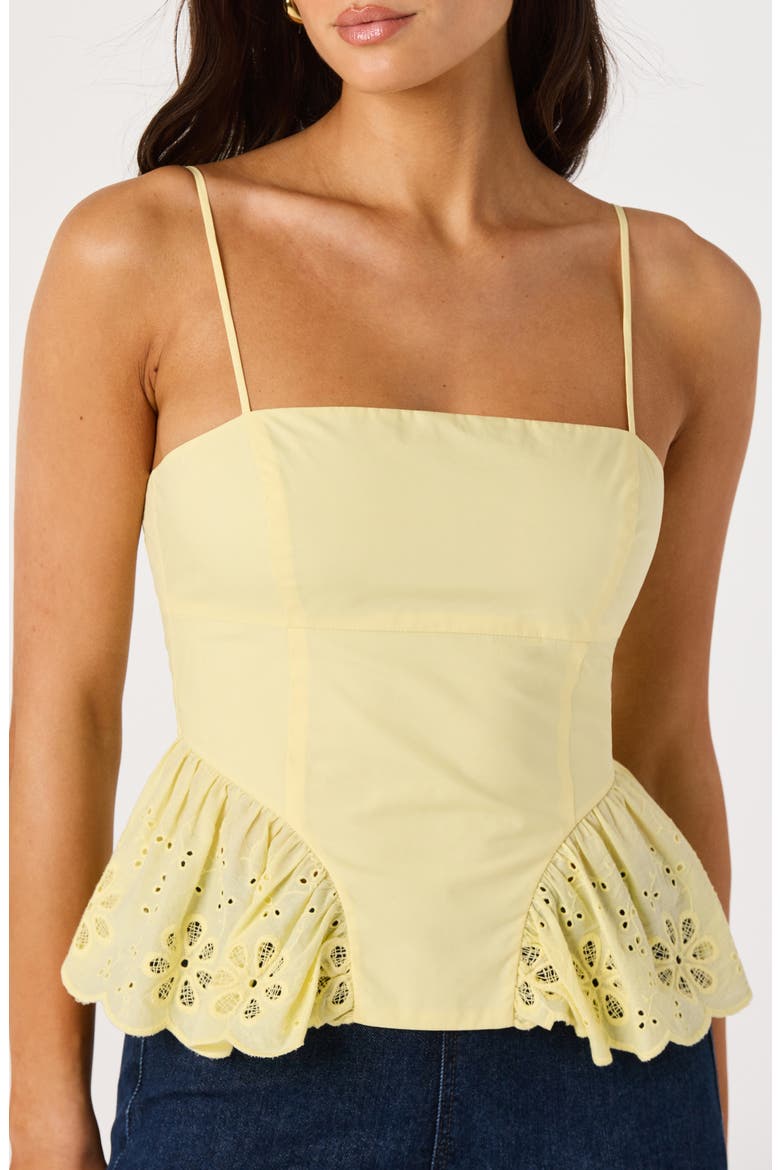 Teale Eyelet Cotton Peplum Top, Alternate, color, YELLOW