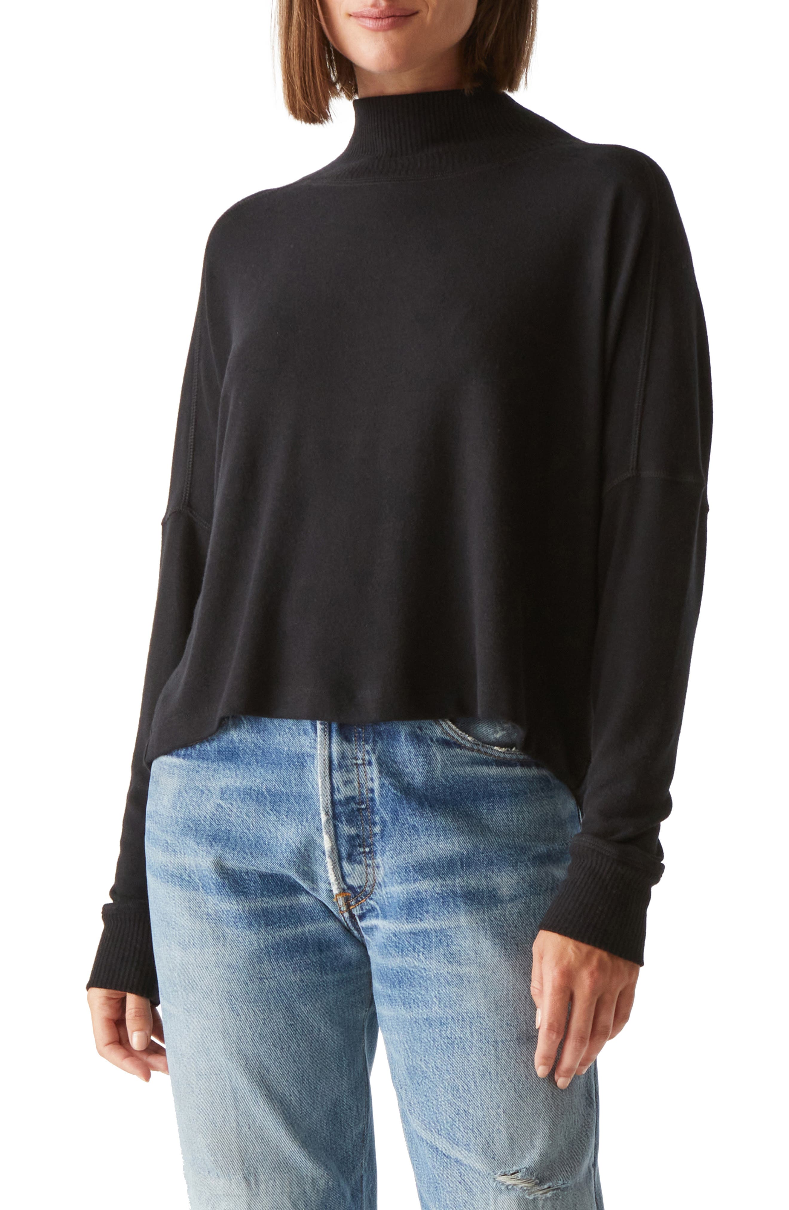 Frida Mock Neck Brushed Jersey Top