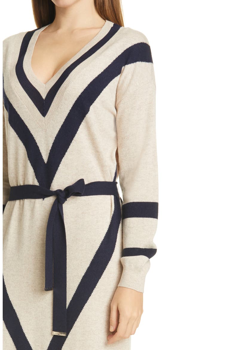 Bertta Long Sleeve Wool Blend Midi Sweater Dress, Alternate, color, NATURAL