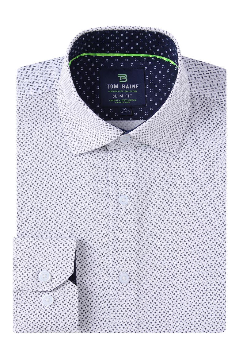Regular Fit Performance Stretch Long Sleeve Button Front Shirt, Alternate, color, WHITE