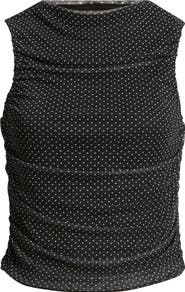 Open Edit Ruched Mesh Tank Top