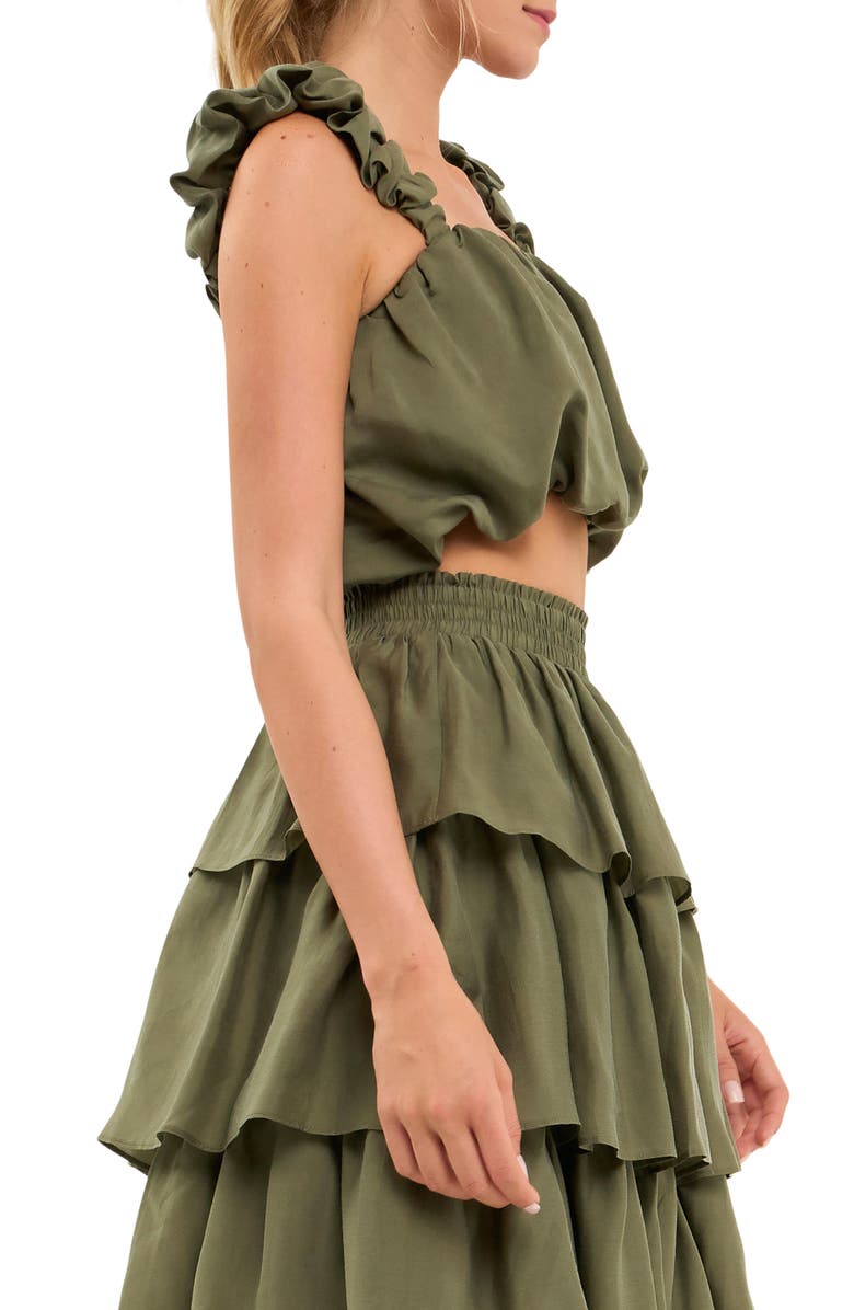 Endless Rose Bubble Crop Tank, Alternate, color, Olive