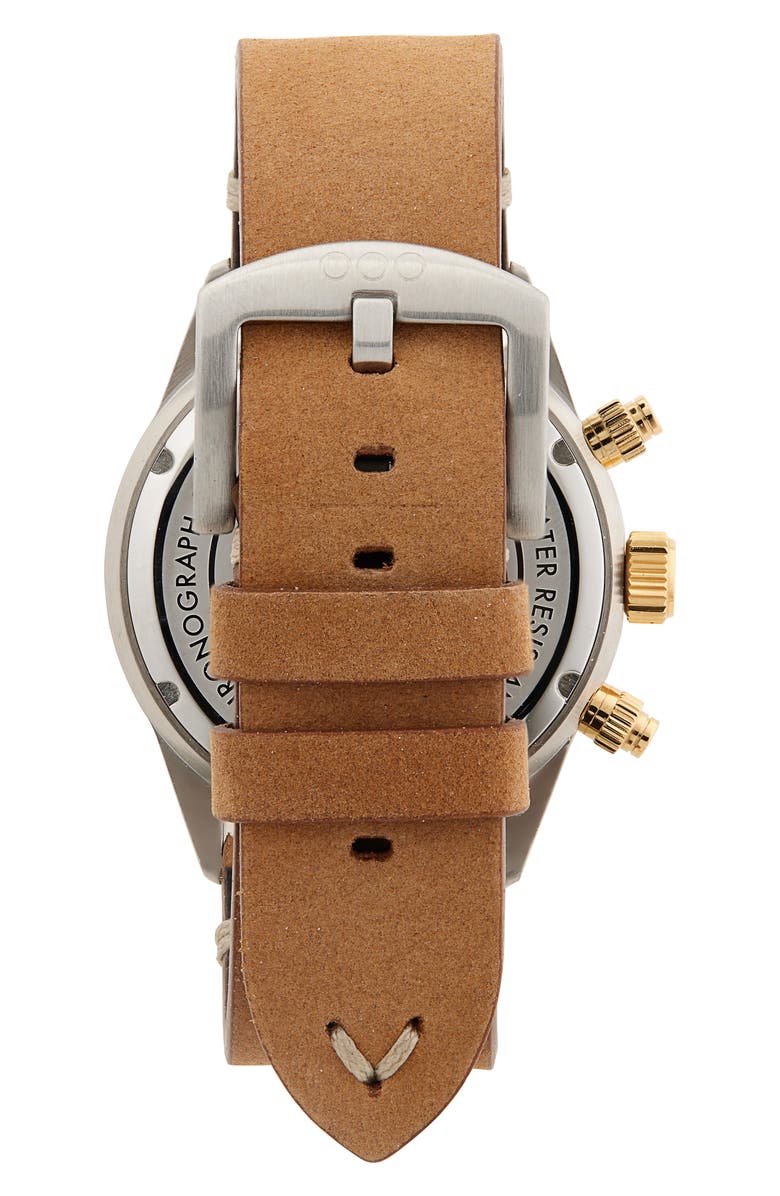 OUT OF ORDER Supervintage Chronograph Leather Strap Watch, 42mm, Alternate, color, Gold And Silver