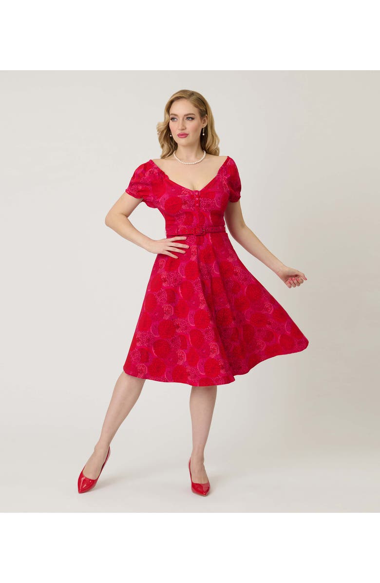 Unique Vintage Ohara Swing Dress, Alternate, color, Red & Pink Flower Print