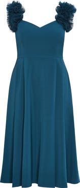 City Chic Roselyn Tulle Detail Midi Dress