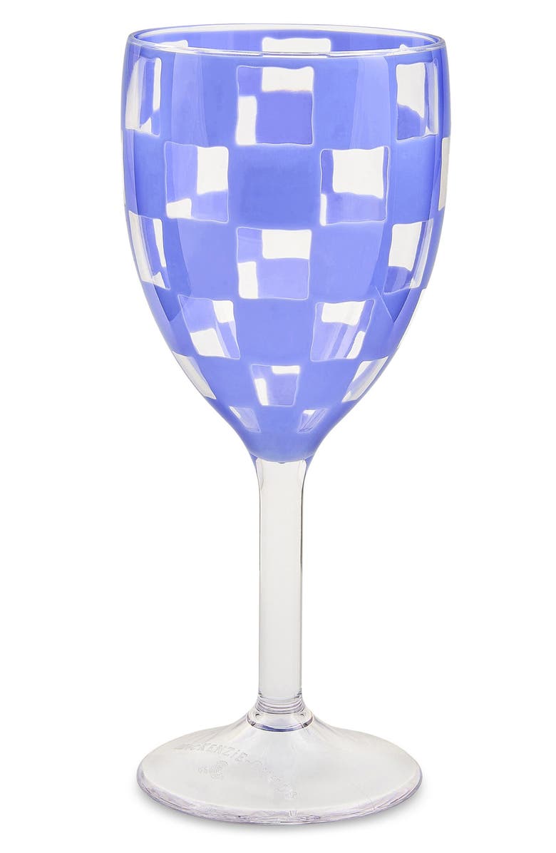 MACKENZIE CHILDS Set of 4 Blue Check Acrylic Wine Goblets, Alternate, color, Blue