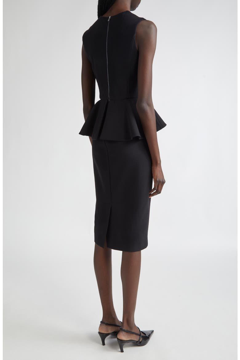 Cosmos Sleeveless Knit Peplum Dress, Alternate, color, BLACK
