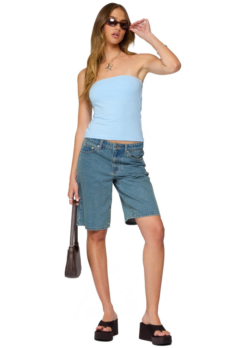 Shelf Bra Stretch Cotton Tube Top, Alternate, color, LIGHT-BLUE