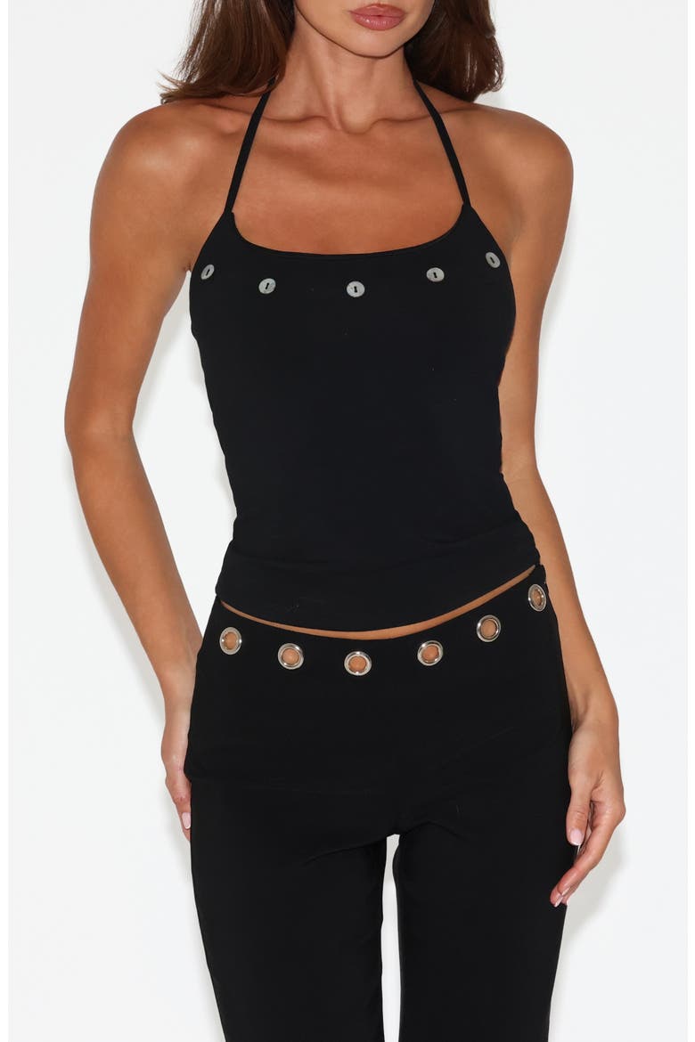 Marren Button Halter Top, Main, color, BLACK