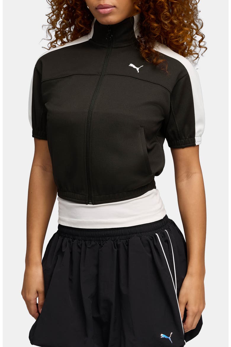T7 Short Sleeve Track Jacket, Main, color, PUMA BLACK