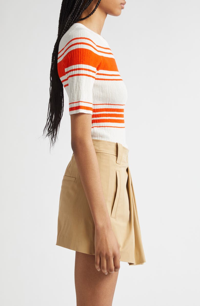 A.L.C. Jack Stripe Cotton Blend Knit Top, Alternate, color, Bright White/ Poppy