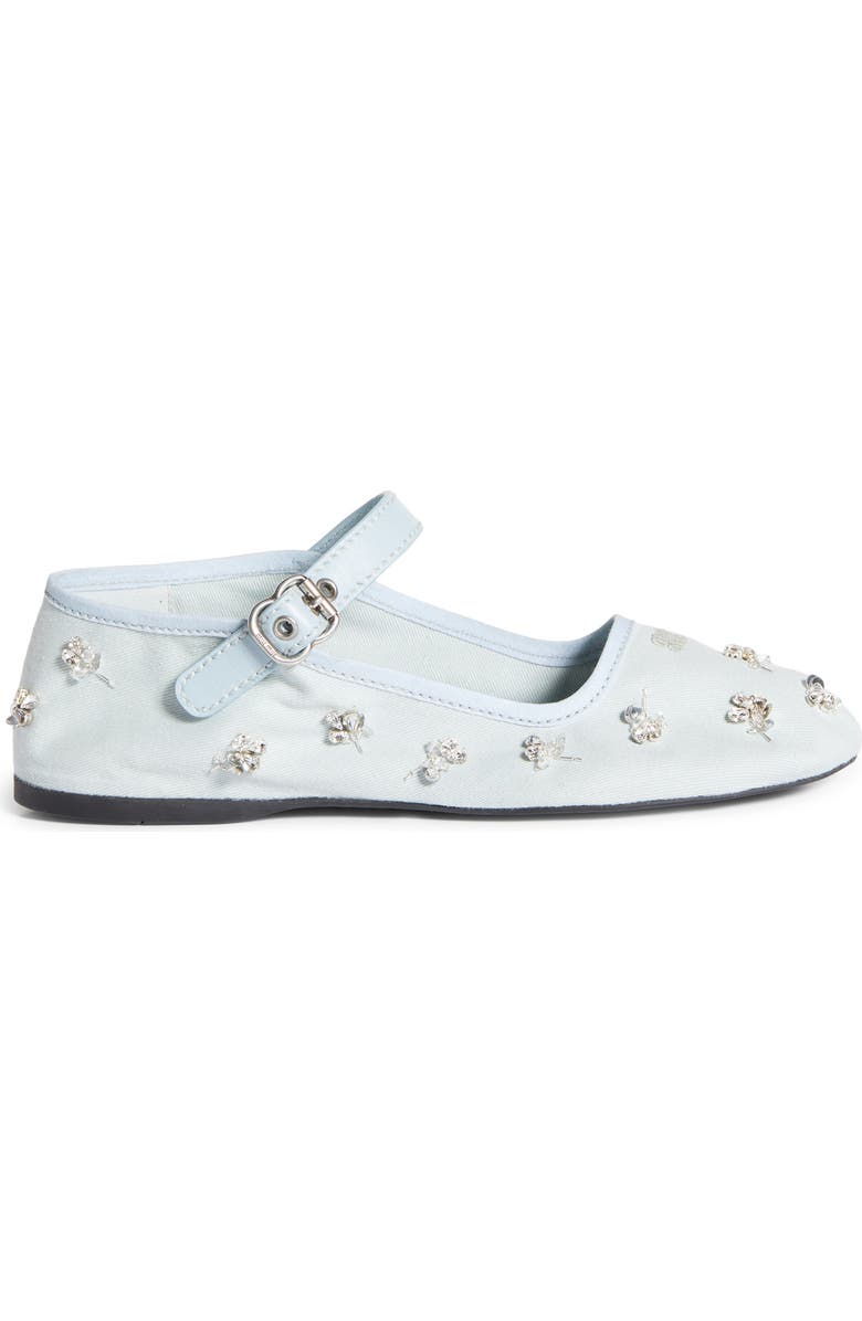 Miu Miu Crystal Embellished Canvas Mary Jane Ballet Flat, Alternate, color,