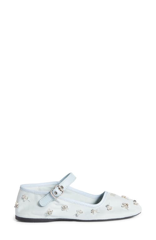Miu Miu Crystal Embellished Canvas Mary Jane Ballet Flat In Animal Print