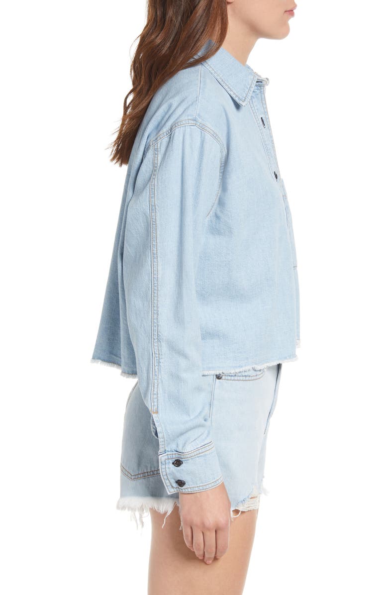 ASKK NY Fray Crop Denim Shirt, Alternate, color, Vintage